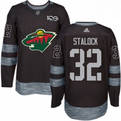 Mens Adidas Minnesota Wild 32 Alex Stalock Premier Black 1917 2017 100th Anniversary NHL Jersey 