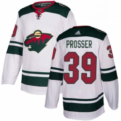 Mens Adidas Minnesota Wild 39 Nate Prosser Authentic White Away NHL Jersey 