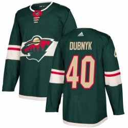 Mens Adidas Minnesota Wild 40 Devan Dubnyk Premier Green Home NHL Jersey 