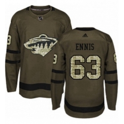 Mens Adidas Minnesota Wild 63 Tyler Ennis Authentic Green Salute to Service NHL Jersey 