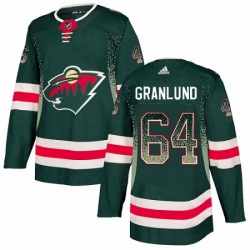 Mens Adidas Minnesota Wild 64 Mikael Granlund Authentic Green Drift Fashion NHL Jersey 