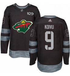 Mens Adidas Minnesota Wild 9 Mikko Koivu Authentic Black 1917 2017 100th Anniversary NHL Jersey 