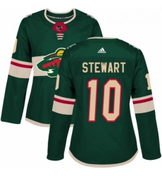 Womens Adidas Minnesota Wild 10 Chris Stewart Authentic Green Home NHL Jersey 