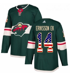 Youth Adidas Minnesota Wild 14 Joel Eriksson Ek Authentic Green USA Flag Fashion NHL Jersey 