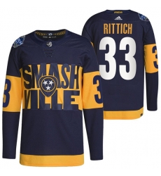 Men Nashville Predators 33 David Rittich 2022 Navy Stadium Series Breakaway Player Stitched Jersey