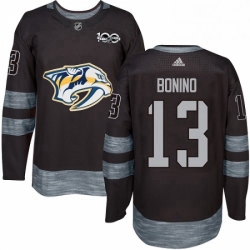 Mens Adidas Nashville Predators 13 Nick Bonino Authentic Black 1917 2017 100th Anniversary NHL Jersey 