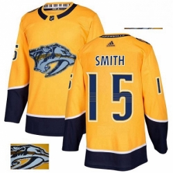 Mens Adidas Nashville Predators 15 Craig Smith Authentic Gold Fashion Gold NHL Jersey 