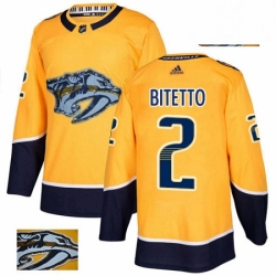 Mens Adidas Nashville Predators 2 Anthony Bitetto Authentic Gold Fashion Gold NHL Jersey 