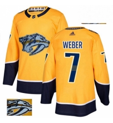 Mens Adidas Nashville Predators 7 Yannick Weber Authentic Gold Fashion Gold NHL Jersey 