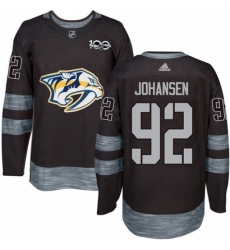 Mens Adidas Nashville Predators 92 Ryan Johansen Authentic Black 1917 2017 100th Anniversary NHL Jersey 