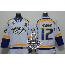 Predators #12 Mike Fisher White Road 2017 Stanley Cup Final Patch Stitched NHL Jersey