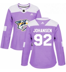 Womens Adidas Nashville Predators 92 Ryan Johansen Authentic Purple Fights Cancer Practice NHL Jersey 