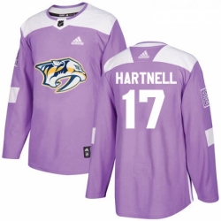 Youth Adidas Nashville Predators 17 Scott Hartnell Authentic Purple Fights Cancer Practice NHL Jersey 