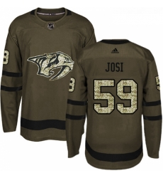 Youth Adidas Nashville Predators 59 Roman Josi Authentic Green Salute to Service NHL Jersey 