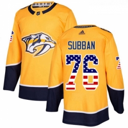 Youth Adidas Nashville Predators 76 PK Subban Authentic Gold USA Flag Fashion NHL Jersey 