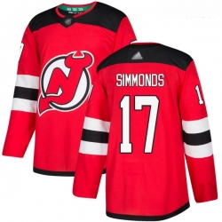 Devils #17 Wayne Simmonds Red Home Authentic Stitched Hockey Jersey