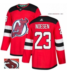 Mens Adidas New Jersey Devils 23 Stefan Noesen Authentic Red Fashion Gold NHL Jersey 