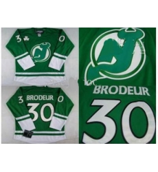 New Jersey Devils 30 Martin Brodeur St Patty's Day Hockey Jersey Green