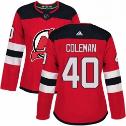 Womens Adidas New Jersey Devils 40 Blake Coleman Authentic Red Home NHL Jersey 
