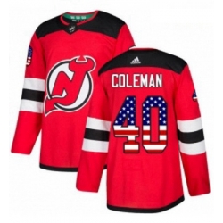 Youth Adidas New Jersey Devils 40 Blake Coleman Authentic Red USA Flag Fashion NHL Jersey 