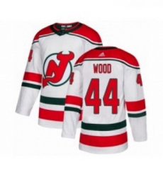 Youth Adidas New Jersey Devils 44 Miles Wood Authentic White Alternate NHL Jersey 