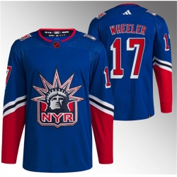 Men New York Rangers 17 Blake Wheeler Blue Reverse Retro Stitched Jersey