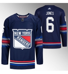 Men New York Rangers 6 Zac Jones Navy Stitched Jersey