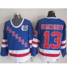 New York Rangers #13 Sergei Nemchinov Blue CCM 75TH Stitched NHL Jersey