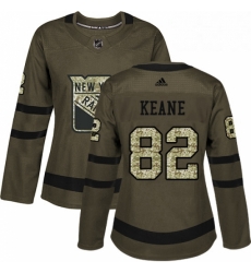 Womens Adidas New York Rangers 82 Joey Keane Authentic Green Salute to Service NHL Jersey 