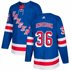 Youth Adidas New York Rangers 36 Glenn Anderson Authentic Royal Blue Home NHL Jersey 