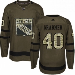 Youth Adidas New York Rangers 40 Michael Grabner Authentic Green Salute to Service NHL Jersey 