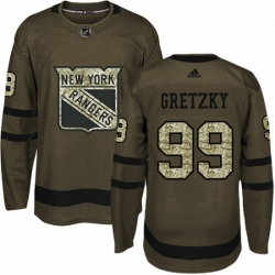 Youth Adidas New York Rangers 99 Wayne Gretzky Premier Green Salute to Service NHL Jersey 