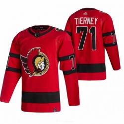 Men Ottawa Senators 71 Chris Tierney Red Adidas 2020 21 Reverse Retro Alternate NHL Jersey