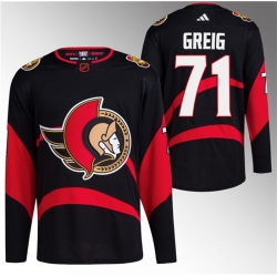 Men Ottawa Senators 71 Ridly Greig Black Reverse Retro Stitched Jersey