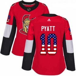 Womens Adidas Ottawa Senators 10 Tom Pyatt Authentic Red USA Flag Fashion NHL Jersey 