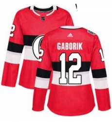 Womens Adidas Ottawa Senators 12 Marian Gaborik Authentic Red 2017 100 Classic NHL Jersey 