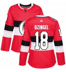 Womens Adidas Ottawa Senators 18 Ryan Dzingel Authentic Red 2017 100 Classic NHL Jersey 