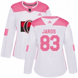 Womens Adidas Ottawa Senators 83 Christian Jaros Authentic WhitePink Fashion NHL Jersey 