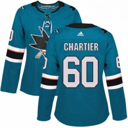 Womens Adidas San Jose Sharks 60 Rourke Chartier Authentic Teal Green Home NHL Jersey 