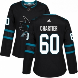Womens Adidas San Jose Sharks 60 Rourke Chartier Premier Black Alternate NHL Jersey 