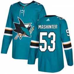 Youth Adidas San Jose Sharks 53 Brandon Mashinter Premier Teal Green Home NHL Jersey 