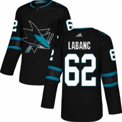 Youth Adidas San Jose Sharks 62 Kevin Labanc Premier Black Alternate NHL Jersey 