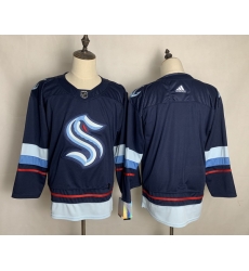 Men Seattle Kraken Blank Navy Adidas Jersey