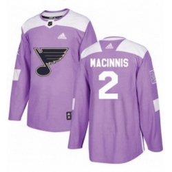 Mens Adidas St Louis Blues 2 Al Macinnis Authentic Purple Fights Cancer Practice NHL Jersey 