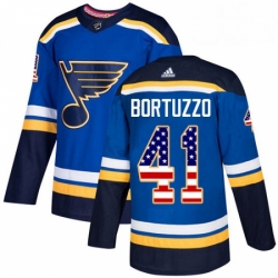 Mens Adidas St Louis Blues 41 Robert Bortuzzo Authentic Blue USA Flag Fashion NHL Jersey 