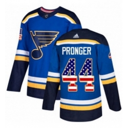 Mens Adidas St Louis Blues 44 Chris Pronger Authentic Blue USA Flag Fashion NHL Jersey 