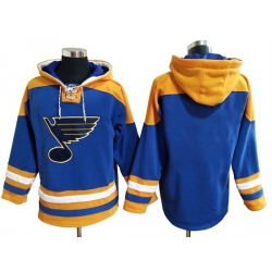 Men's St. Louis Blues Blank Blue Ageless Must-Have Lace-Up Pullover Hoodie