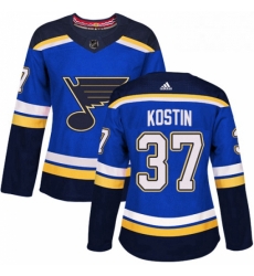 Womens Adidas St Louis Blues 37 Klim Kostin Premier Royal Blue Home NHL Jersey 