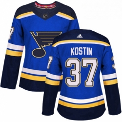 Womens Adidas St Louis Blues 37 Klim Kostin Premier Royal Blue Home NHL Jersey 