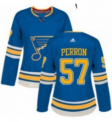 Womens Adidas St Louis Blues 57 David Perron Authentic Navy Blue Alternate NHL Jersey 